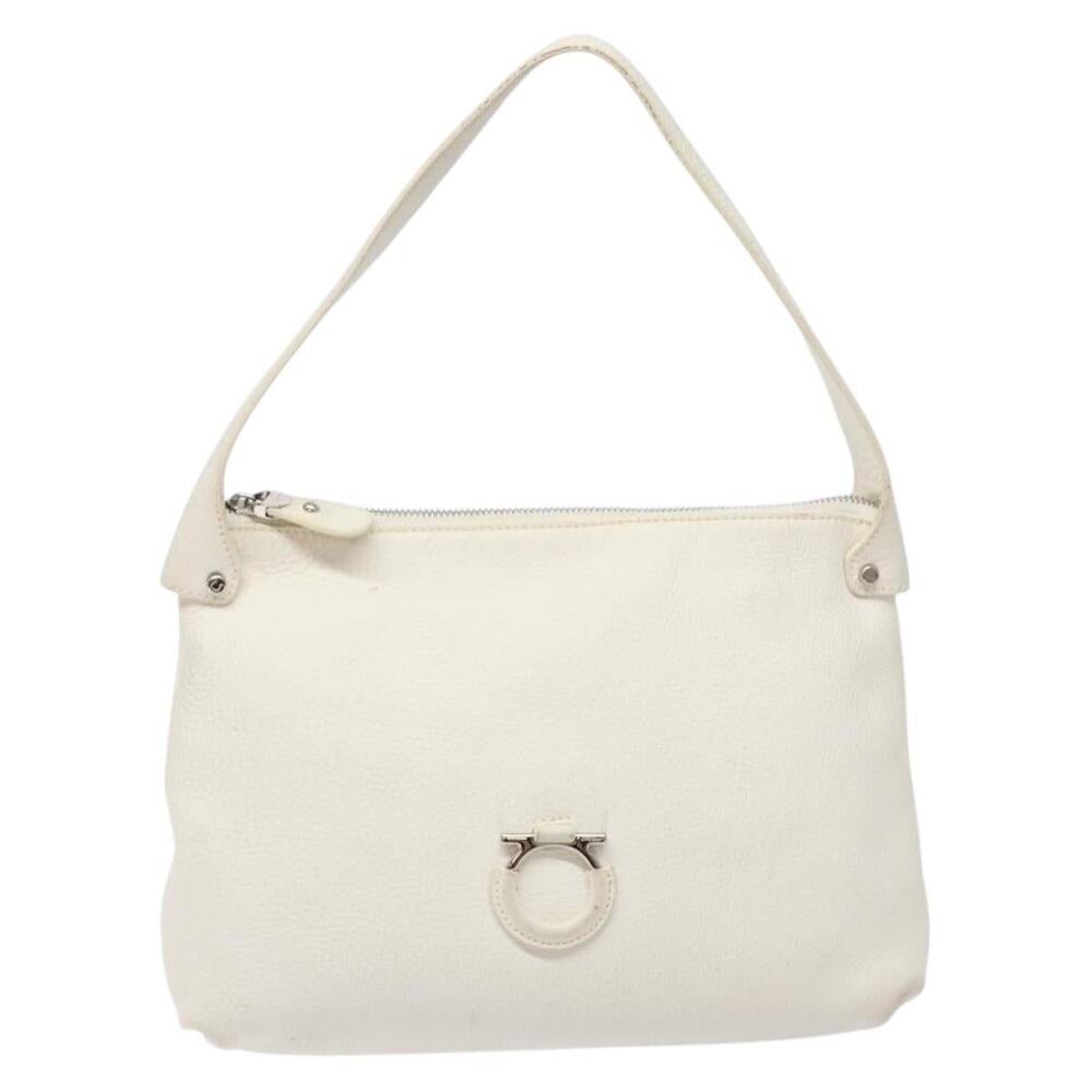 Salvatore Ferragamo Leather Gancini Shoulder Bag White